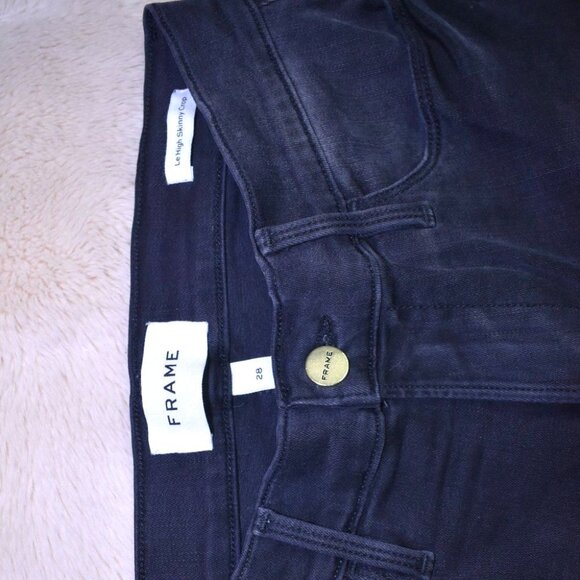 FRAME Le High Skinny Crop Jeans Black Stretch Denim Size 28 - Picture 9 of 11